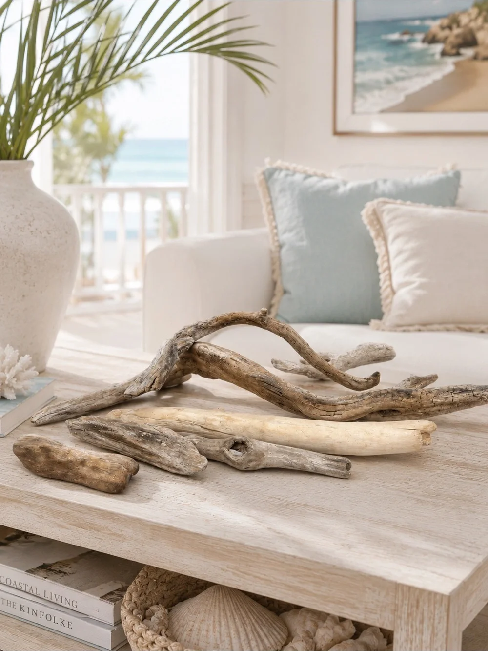 Natural Driftwood Logs Coastal Beach Naturescape Set Neutral Brown Gray Tan